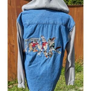 Vintage Loony Tunes Silvester Buggs 'Ice Devils' Hockey Denim Jacket 90s